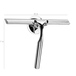 Fönsterrengöring-Badrumsdusch Squeegee Klar Glasväggsrengörare Badrum Rostfritt Stål Med Sugkoppsförvaring - 10 tum, Krom