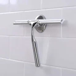 Fönsterrengöring-Badrumsdusch Squeegee Klar Glasväggsrengörare Badrum Rostfritt Stål Med Sugkoppsförvaring - 10 tum, Krom