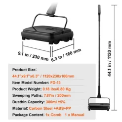 DUOKU Städmaskiner-Balai Mécanique - - FD-13 - 200 mm Trajektoria - 300 ml Soptunna - Manuell Icke Elektrisk