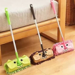 FMYSJ Städmoppar-Barnmopp 180 Graders Rotation Djuprengöring Utdragbar Golvmopp Tecknad Form Rengöringsmopp för Hemrum (FMY)