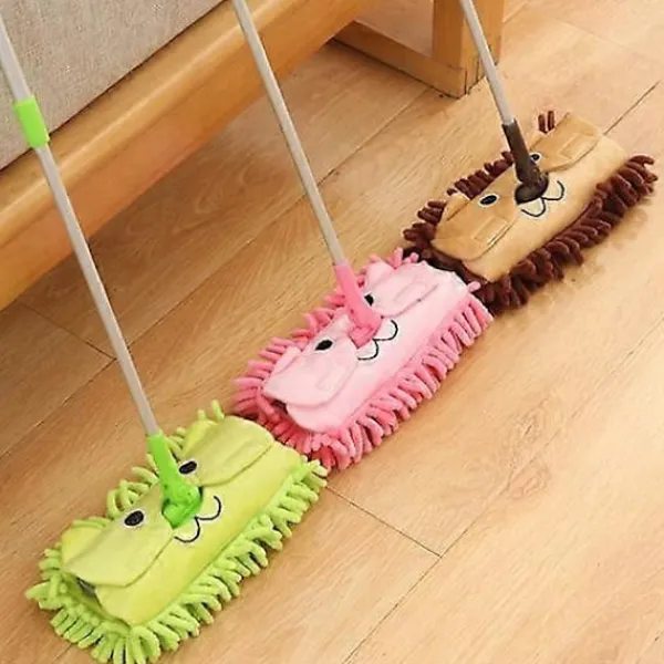 FMYSJ Städmoppar-Barnmopp 180 Graders Rotation Djuprengöring Utdragbar Golvmopp Tecknad Form Rengöringsmopp för Hemrum (FMY)