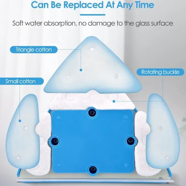 Fönsterrengöring-Blå - 1 st Dubbelsidig Fönsterputsare Fönstertork Magnetisk