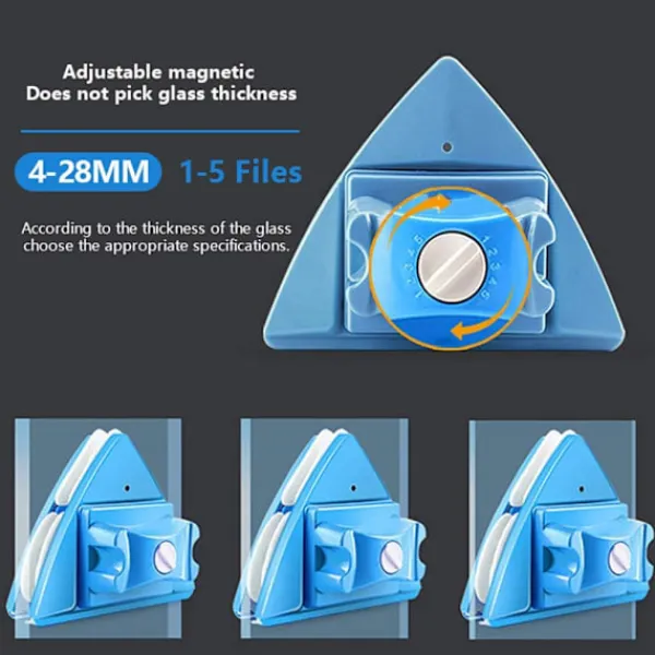Fönsterrengöring-Blå - 1 st Dubbelsidig Fönsterputsare Fönstertork Magnetisk