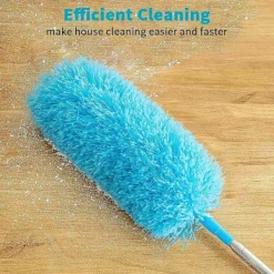 Fönsterrengöring-Blå teleskopisk dammvippa med 1 dammvippahuvud, tvättbar mikrofiberdammvippa, dammvippa med 135 cm utdragbart handtag, för borttagning av spindelnät | Fyndiq