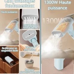 LUNAVO Ångtvättar-Borstyringsborste - TD® - Handheld Dampfare - Ergonomisk - Lätt att transportera - Ånga