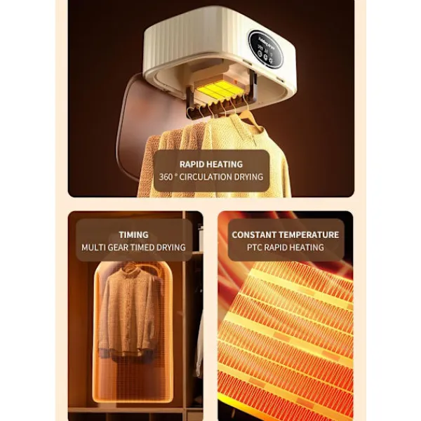 Torktumlare-Bärbar Elektrisk Torktumlare 600W med Torkpåse, för lägenheter, husbilar, resor (Gul)