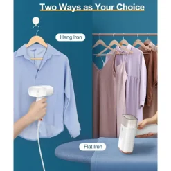 Ångtvättar-Bärbar Handhållen Klädstrykare - Snabb Uppvärmning, med Borste & Mätkopp - Rynkremover för Hemmet, Kontoret och Resor