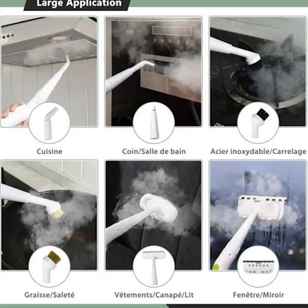 COSTWAY Ångtvättar-Bärbar Handhållere Steam Cleaner 1000W Sängbuggar - 300ml Tank 10 Tillbehör Temperatur 95°C 3 Bar