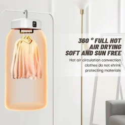 Torktumlare-Bärbar Klädtork, Mini Tvättmaskiner med Fjärrkontroll, Liten Kompakt Vikbar Elektrisk Torkmaskin EU-kontakt