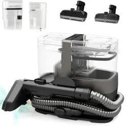 COSTWAY Städmaskiner-Bärbar Mattvätt 1800W -Kallt/Varmt Vatten, Sterilisering, Dampfunktion-17 kPa-Tank 1,1 L-Slang 1,6 M-2 i 1 Borstar