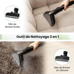 COSTWAY Städmaskiner-Bärbar Mattvätt 1800W -Kallt/Varmt Vatten, Sterilisering, Dampfunktion-17 kPa-Tank 1,1 L-Slang 1,6 M-2 i 1 Borstar