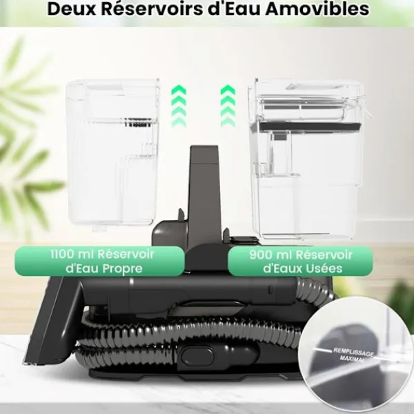 COSTWAY Städmaskiner-Bärbar Mattvätt 1800W -Kallt/Varmt Vatten, Sterilisering, Dampfunktion-17 kPa-Tank 1,1 L-Slang 1,6 M-2 i 1 Borstar