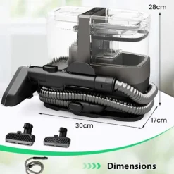 COSTWAY Städmaskiner-Bärbar Mattvätt 1800W -Kallt/Varmt Vatten, Sterilisering, Dampfunktion-17 kPa-Tank 1,1 L-Slang 1,6 M-2 i 1 Borstar