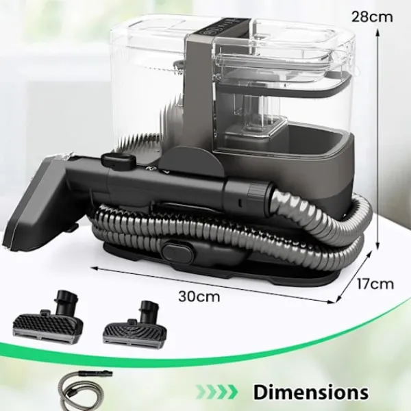 COSTWAY Städmaskiner-Bärbar Mattvätt 1800W -Kallt/Varmt Vatten, Sterilisering, Dampfunktion-17 kPa-Tank 1,1 L-Slang 1,6 M-2 i 1 Borstar