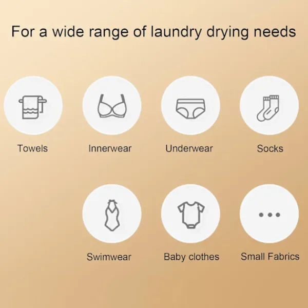Torktumlare-Bärbar Mini Torktumlare med Inbyggd Torkpåse för Resor och Hemmabruk Vit 70x70 cm