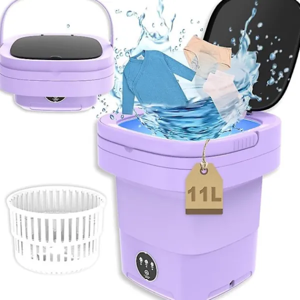 Tvättmaskiner-Bärbar tvättmaskin, 11L 2 i 1 hopfällbar tvättmaskin och torktumlare