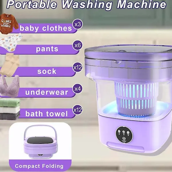 Tvättmaskiner-Bärbar tvättmaskin, 11L 2-i-1 hopfällbar tvättmaskin och centrifugering – max