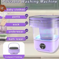 Tvättmaskiner-Bärbar tvättmaskin, 11L 2-i-1 hopfällbar tvättmaskin och torktumlare blå