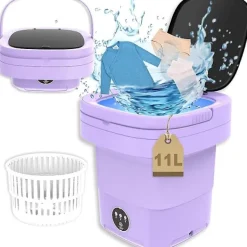 Tvättmaskiner-Bärbar Tvättmaskin, 11L 2-i-1 Vikbar Tvättmaskin och Centrifug