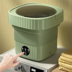 Tvättmaskiner-Bärbar Tvättmaskin, 11L 2-i-1 Vikbar Tvättmaskin och Centrifug green