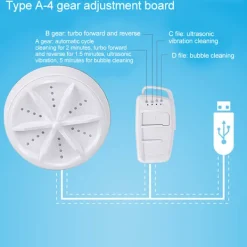 LBSS Tvättmaskiner-Bärbar tvättmaskin Mini Turbo USB driven Tar bort smutstvättmaskin Tvättmaskin för resor hem Type B