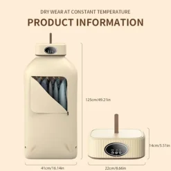 Torktumlare-Bärbar Vikbar Klädtorkare Tyst Drift Timerfunktion Energibesparande Snabbtorkande Maskin för Camping Lägenhet Sovsalar