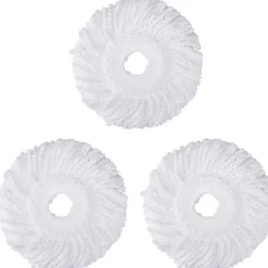 J-star Städmoppar-Byte av 3-pack mopphuvud för orkansnurrmoppar, mikrofiberpåfyllningar, rund standardstorlek
