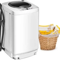 COSTWAY Tvättmaskiner-Mini tvättmaskin med centrifugering 3,5 kg Auto 240W med uttorkningsfunktion Kontrollpanel för lägenheter