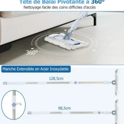 COSTWAY Städmoppar-Mopp med Dubbelhink 2 Pads Djup rengöring 360° för Golv Ljusblå