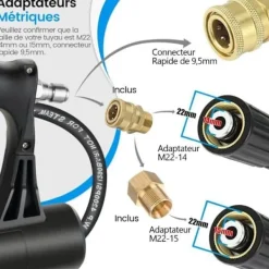 COSTWAY Högtryckstvättar-teleskoplans för högtryckstvätt 550CM 5 sprutmunstycken, 2 adaptrar, vridbar koppling, sele