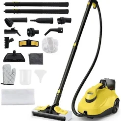 COSTWAY Ångtvättar-Dammstädare 2000W för vägglöss 5BAR-19 Tillbehör-Reservoir 1,8L-Universaldäck-160℃-Autonomi 35 min-