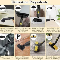 COSTWAY Ångtvättar-Dammstädare 2000W för vägglöss 5BAR-19 Tillbehör-Reservoir 1,8L-Universaldäck-160℃-Autonomi 35 min-