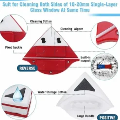 Fönsterrengöring-Dammsudd och golvtvätt Dubbelsidig fönsterputs, magnetisk fönsterputs, dubbelsidig fönsterputs med fallskydd, lämplig för torkning