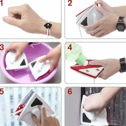 Fönsterrengöring-Dammsudd och golvtvätt Dubbelsidig fönsterputs, magnetisk fönsterputs, dubbelsidig fönsterputs med fallskydd, lämplig för torkning