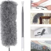 Fönsterrengöring-Dammtorkare teleskopisk tvättbar, dammvippa mikrofiber teleskopskaft i rostfritt stål och böjbar hörnborste, dammduk-FQ-