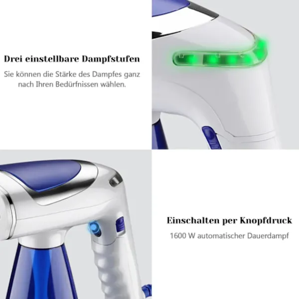 OEM Ångtvättar-Dampfborste, 1600 W effekt, 250 ml vattentank, hopfällbar design