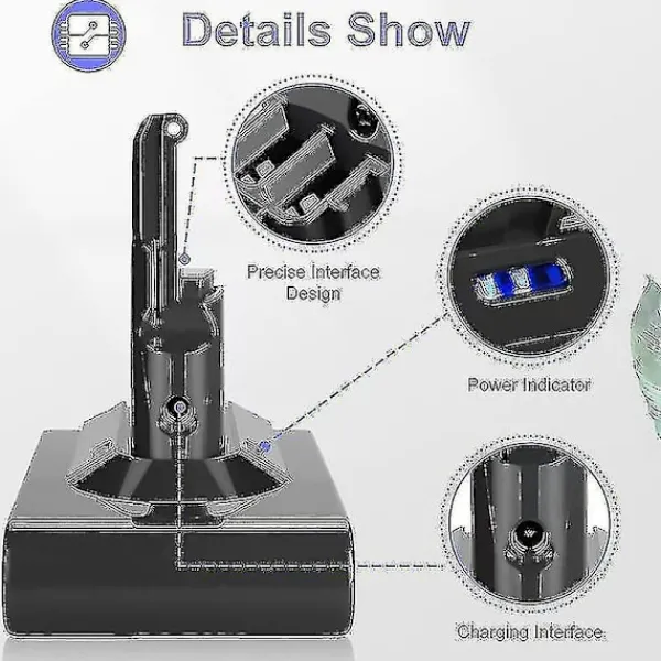 DAO Dammsugare & Tillbehör-Db V8 6000mah Ersättningsbatteri Dyson V8 Sv10 Li-ion Batteri För Dyson V8 Absolute Fluffy Animal Sv10 Sladdlös Handhållen Dammsugare Med Pack