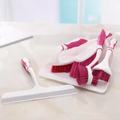 Fönsterrengöring-6-delad djuprengöringsborste set, rengöringsborste, skrubbborste hörnborste skrubbdyna med skrapa huvud slipande dyna för badrum, golv, T