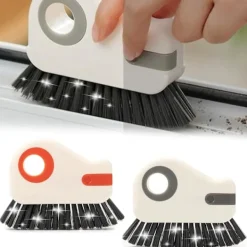 Fönsterrengöring-2-delad mångsidig fönsterremsa-rengöringsverktyg med borstar för flera användningsområden, perfekt för rengöring av skjutdörrsskenor