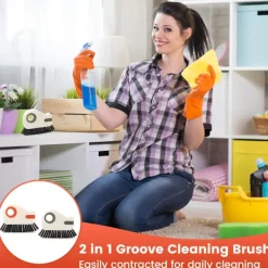Fönsterrengöring-2-delad mångsidig fönsterremsa-rengöringsverktyg med borstar för flera användningsområden, perfekt för rengöring av skjutdörrsskenor