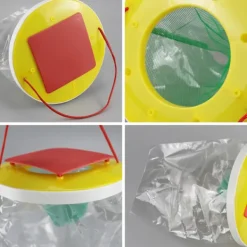 Skadedjur & Insekter-3-delars flugfångarkit för inomhus/utomhusbruk, röda flugfällor, transparent flugfälla refill, för fruktflugor