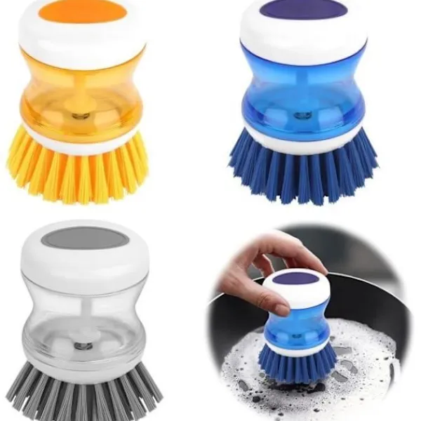 Generic Svampar & Dukar-Diskborste med flytande tvålbehållare, Diskborste med diskmedelsbehållare, Diskborste med behållare