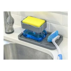 Generic Rengöringsmedel-Diskmedelsbehållare med Svamp / Svamphållare och Tvåldispenser - Diskorganisatör med Svamp