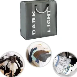 OCEAN Tvättillbehör-Dubbel stor tvättkorg, hopfällbar smutsig tvättkorg（lig