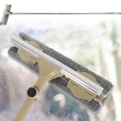 Fönsterrengöring-Dubbelsidig Khakifärgad Fönsterputsare Effektiv Mångsidig Skrapa Borste