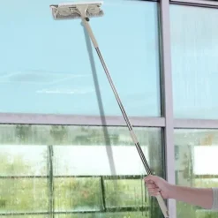 Fönsterrengöring-Dubbelsidig Khakifärgad Fönsterputsare Effektiv Mångsidig Skrapa Borste