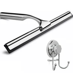 Fönsterrengöring-Duschabzieher, Fönsterdragsrenare i Rostfritt Stål med Utbytbart Torkblad till Badrumsfönsterdragsrenare för Badrumsspegel Fönsterglas