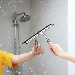 Fönsterrengöring-Duschabzieher, Fönsterdragsrenare i Rostfritt Stål med Utbytbart Torkblad till Badrumsfönsterdragsrenare för Badrumsspegel Fönsterglas