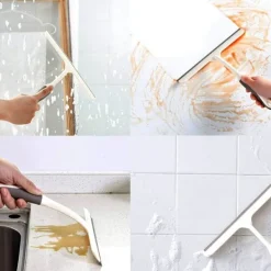 Fönsterrengöring-Duschglas torkare, universell väggmonterad duschskrapa, icke-märkande glasrengöring, används för spegel, kakelrengöring, off-white