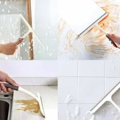 Fönsterrengöring-Duschglas torkare, universell väggmonterad duschskrapa, icke-märkande glasrengöring, används för spegel, kakelrengöring, off-white